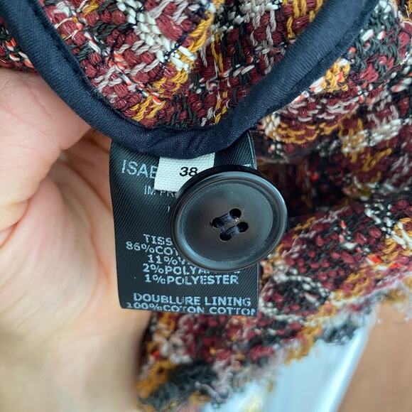 Isabel Marant Etoile Nicole Tweed Fringe Collar Blazer Jacket Double Breasted 6 - Picture 12 of 13